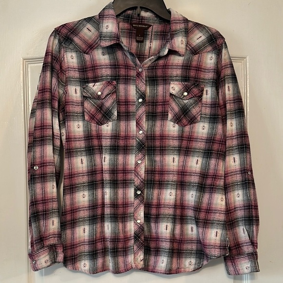 Plaid Button-Up Shirt - Picture 1 of 8